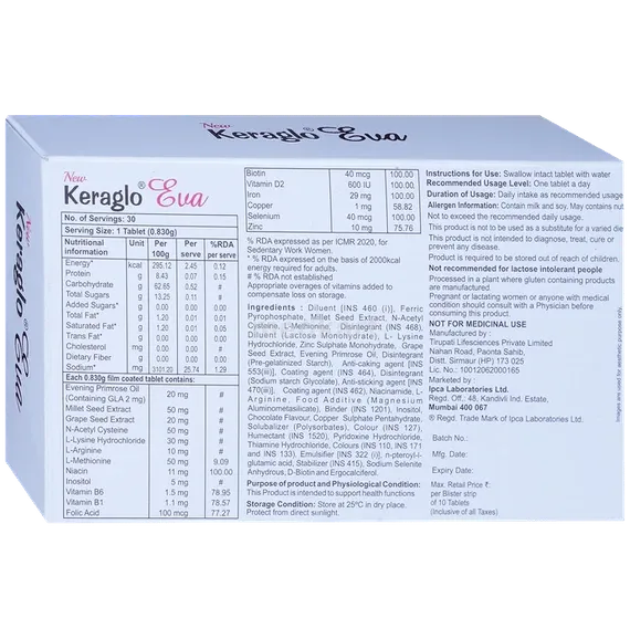 keraglo eva tablet 10's
